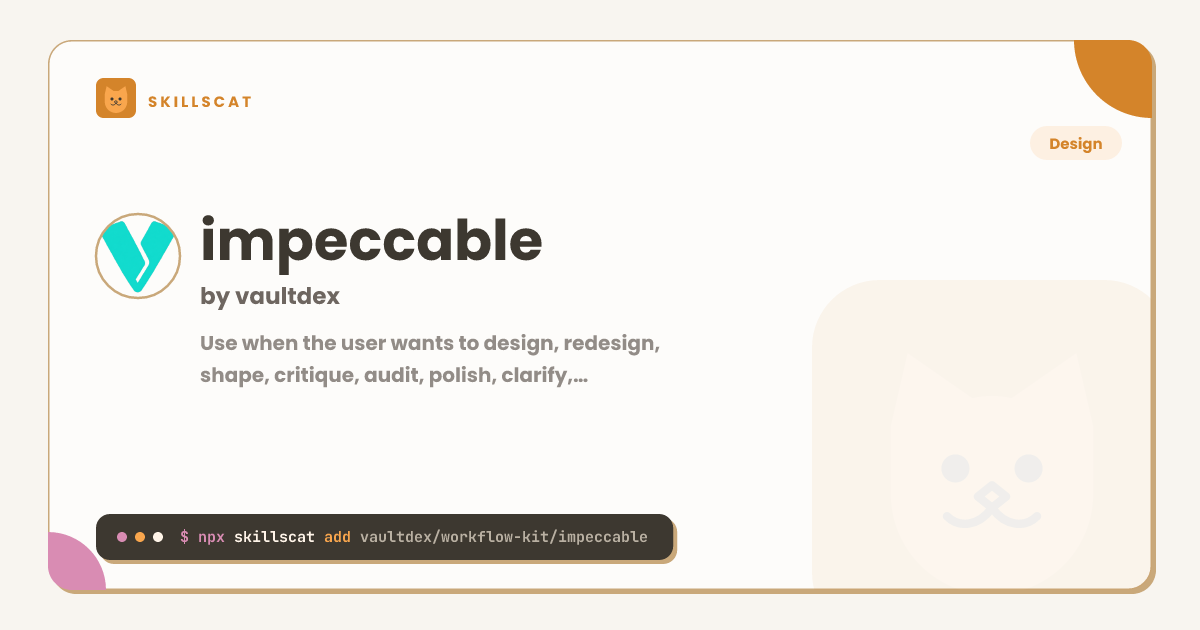 impeccable | Design AI Agent Skill | SkillsCat